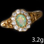 VICTORIAN OPAL AND DIAMOND CLUSTER RING