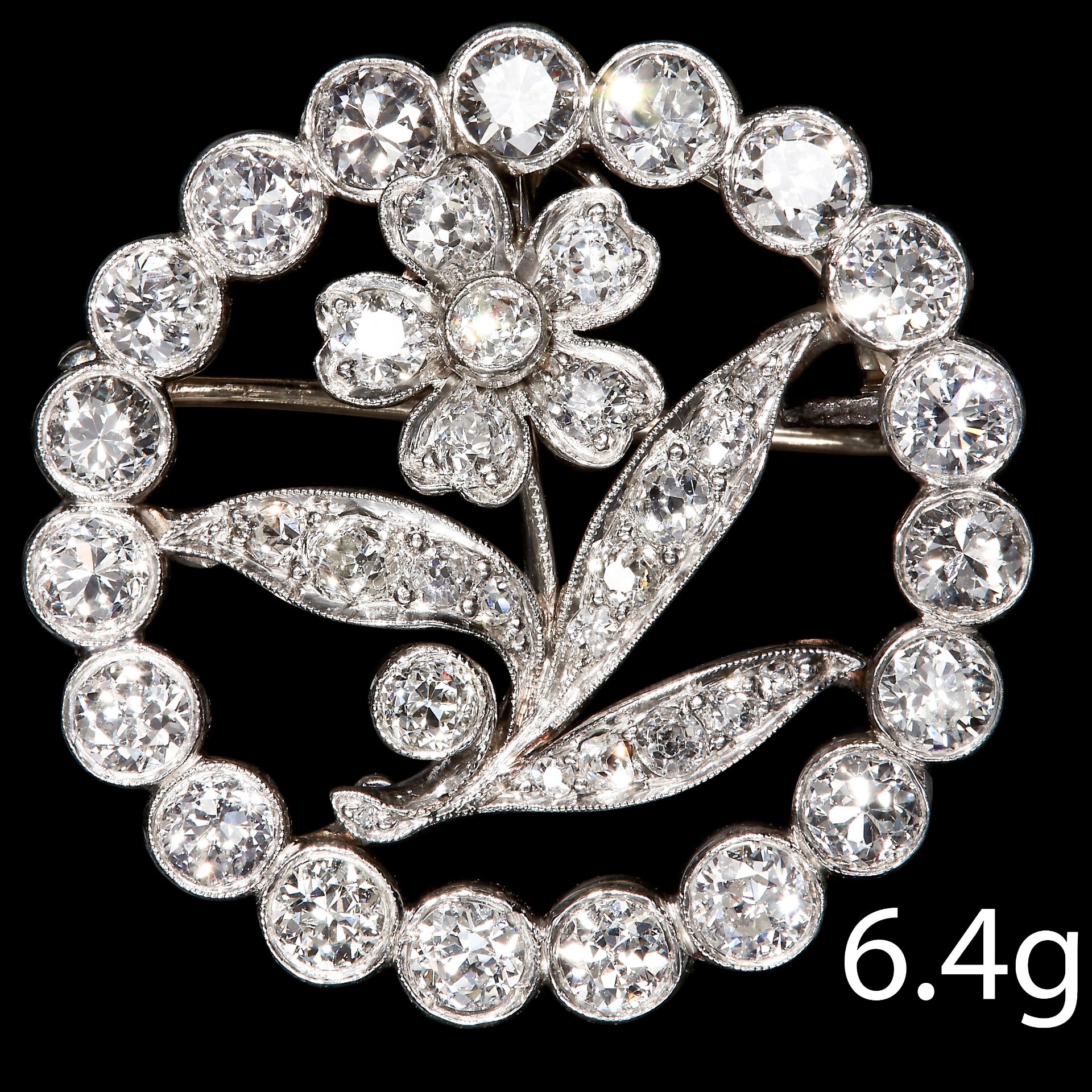 ART-DECO DIAMOND FLORAL BROOCH