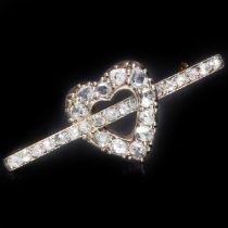 ANTIQUE DIAMOND HEART BROOCH