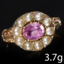 ANTIQUE TOPAZ AND PEARL CLUSTER RING
