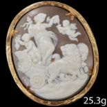 RARE LARGE ANTIQUE VICTORIAN CARVED SHELL CAMEO BROOCH