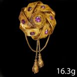 VICTORIAN GARNET TASSLE BROOCH