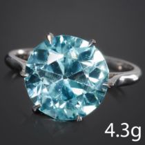 LARGE BLUE ZIRCON SOLITAIRE RING