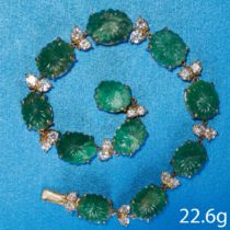 MOGHUL CARVED EMERALD AND DIAMOND BRACELET