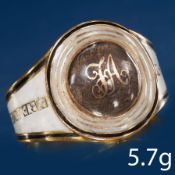 RARE GEORGIAN ENAMEL MEMORI RING