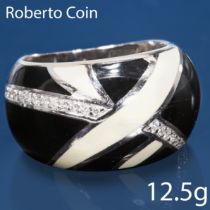 ROBERTO COIN, ENAMEL AND DIAMOND RING