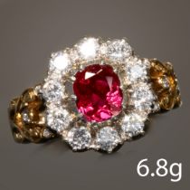 RUBY AND DIAMOND CLUSTER RING