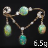 VICTORIAN OPAL AND DIAMOND BROOCH