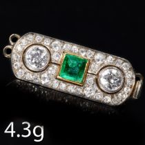 ART DECO EMERALD AND DIAMOMD CLASP