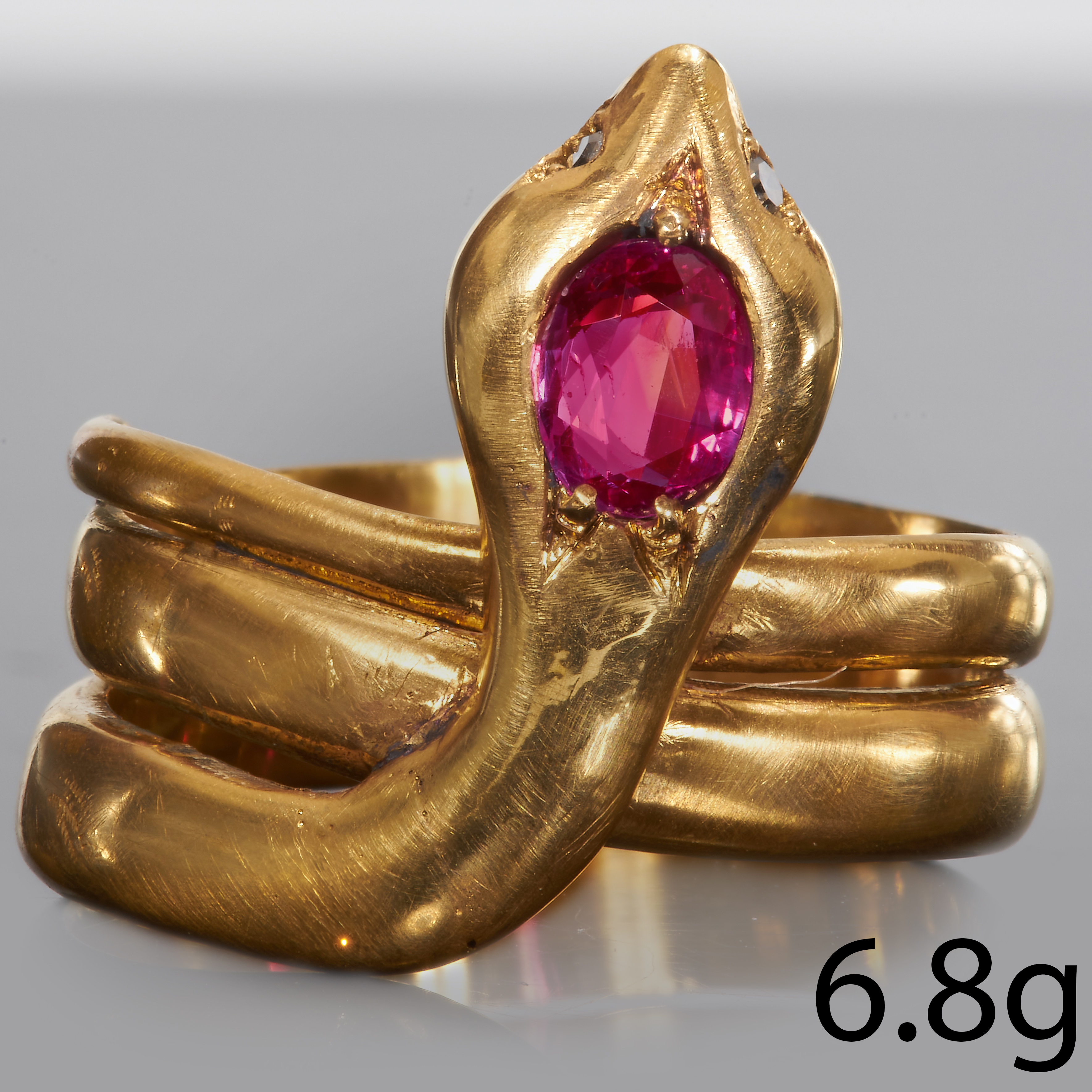 RUBY AND DIAMOND SNAKE RING