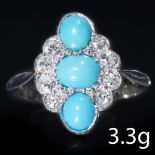 ART-DECO TURQUOISE AND DIAMOND RING