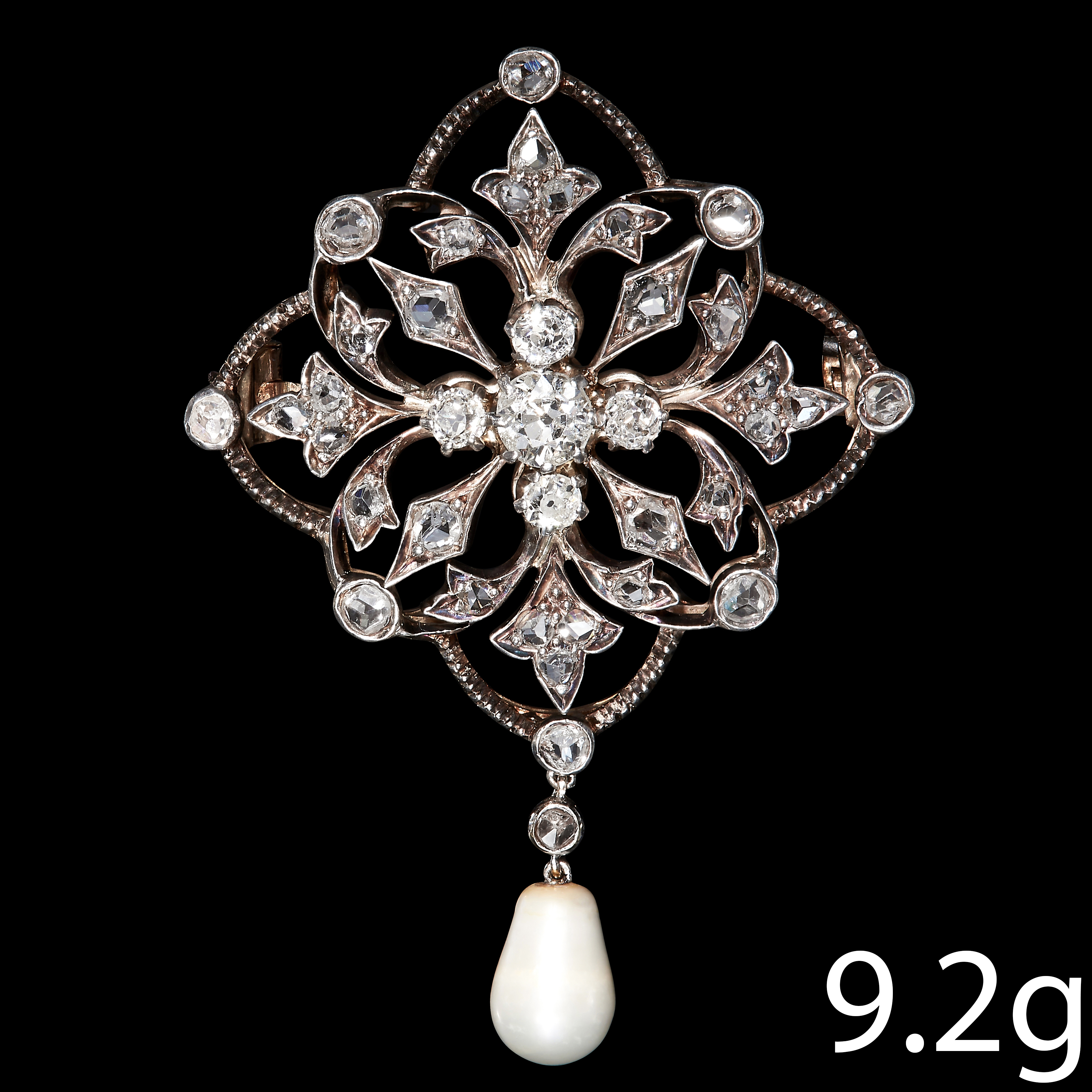 ANTIQUE DIAMOND AND PEARL BROOCH