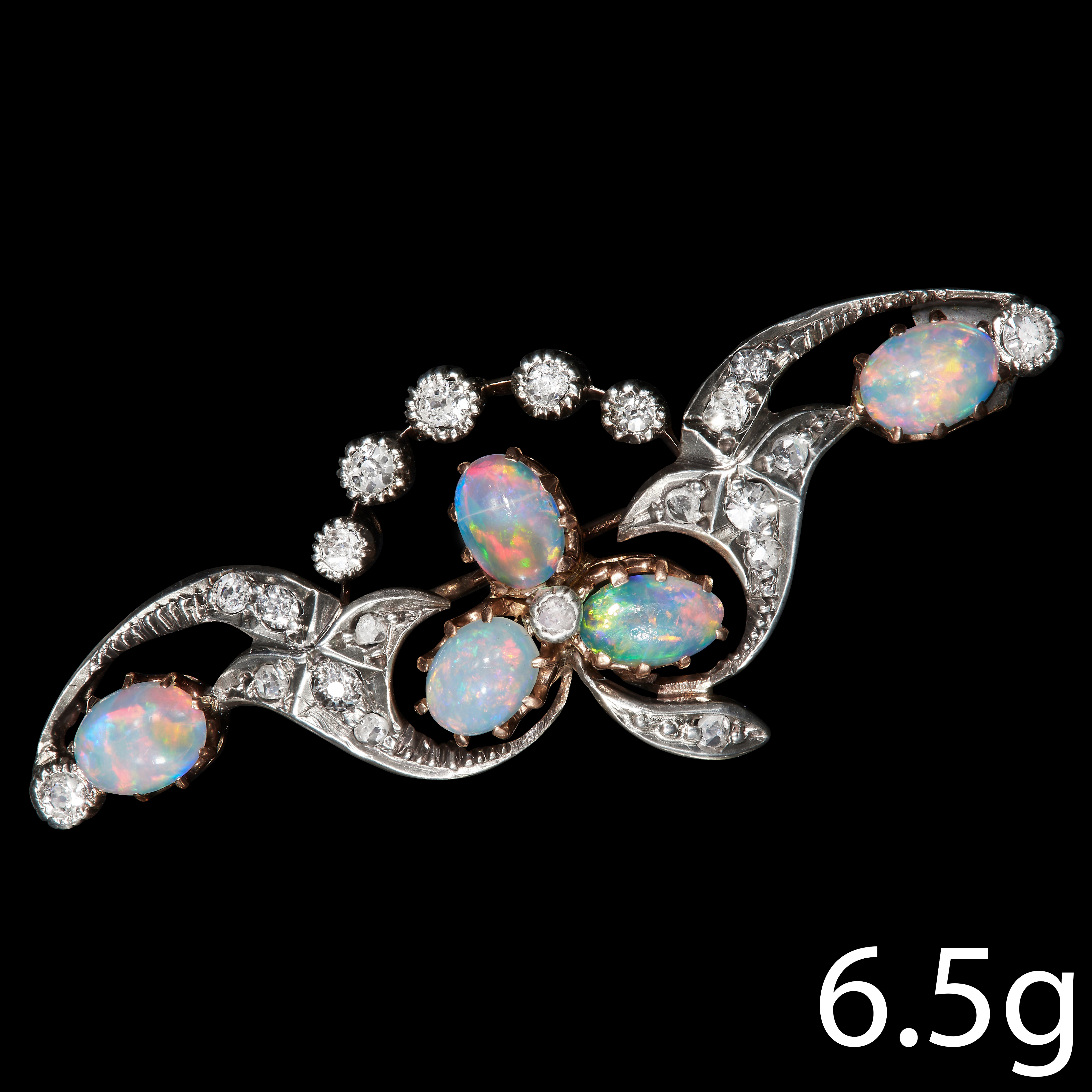 VICTORIAN OPAL AND DIAMOND SET BROOCH