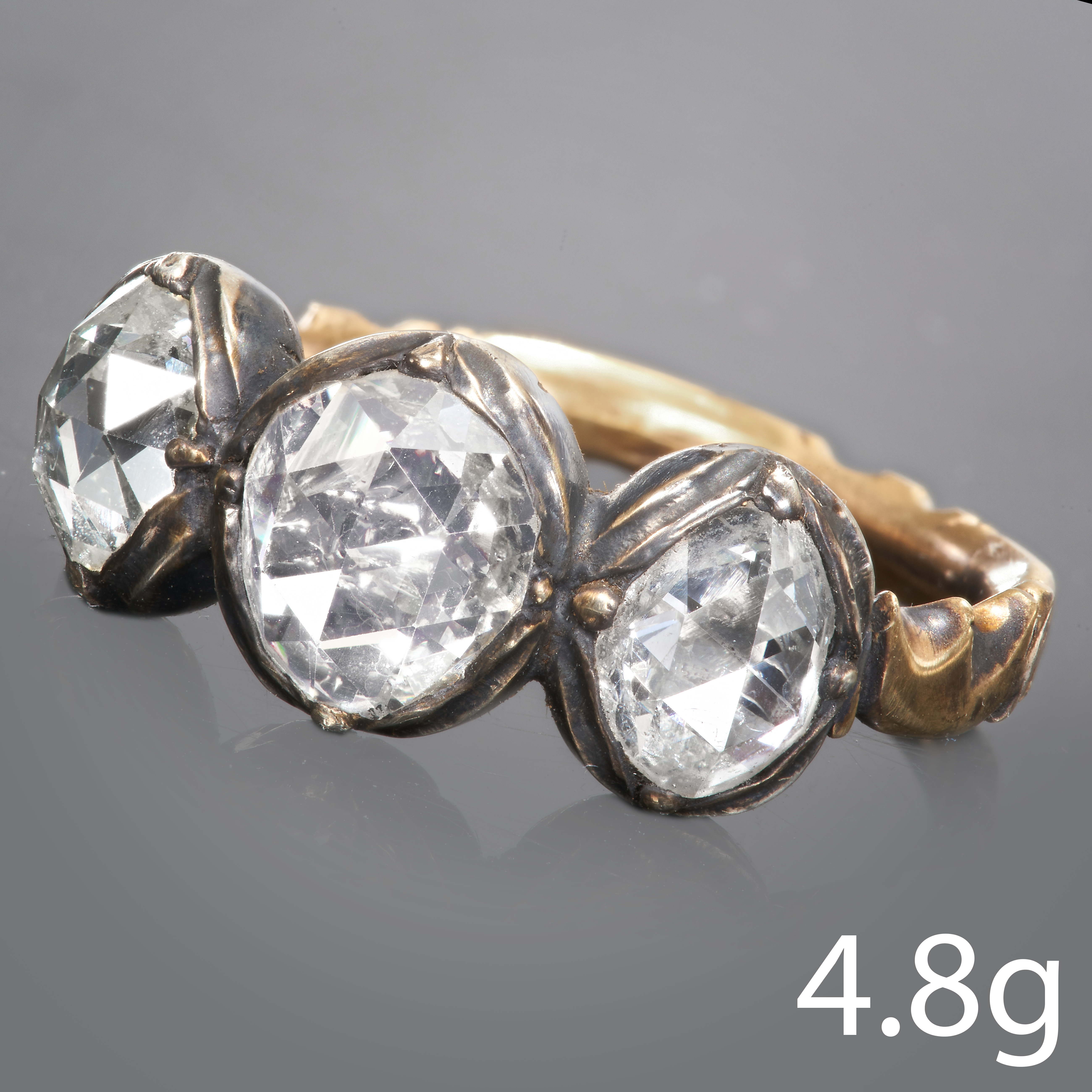 RARE ANTIQUE DIAMOND 3-STONE RING