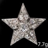 UNUSUAL ANTIQUE DIAMOND STAR BROOCH