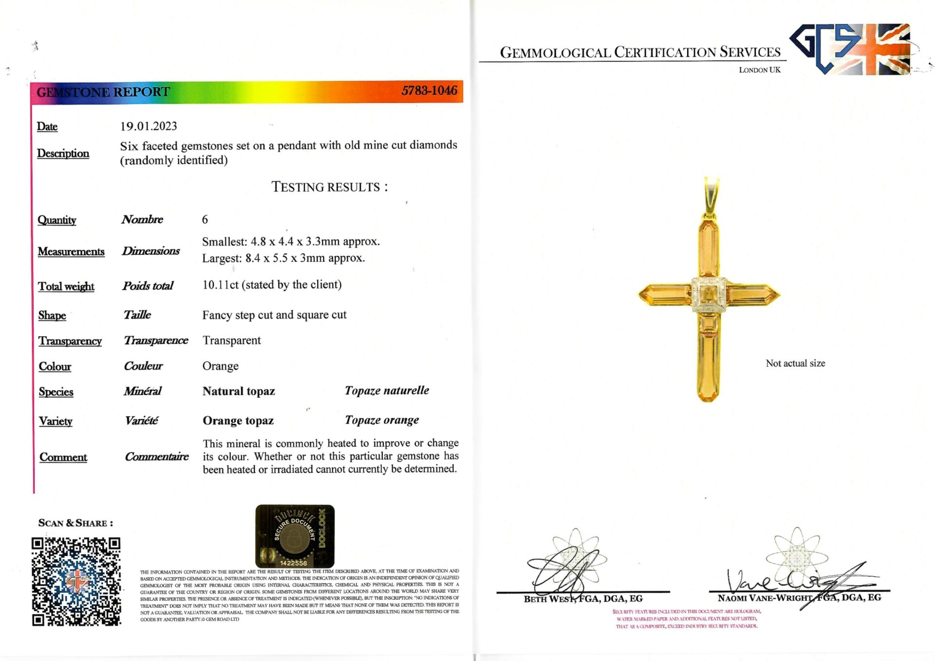 CERTIFICATED IMPERIAL TOPAZ AND DIAMOND PENDANT - Image 2 of 2