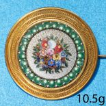 ANTIQUE MICRO MOSAIC BROOCH