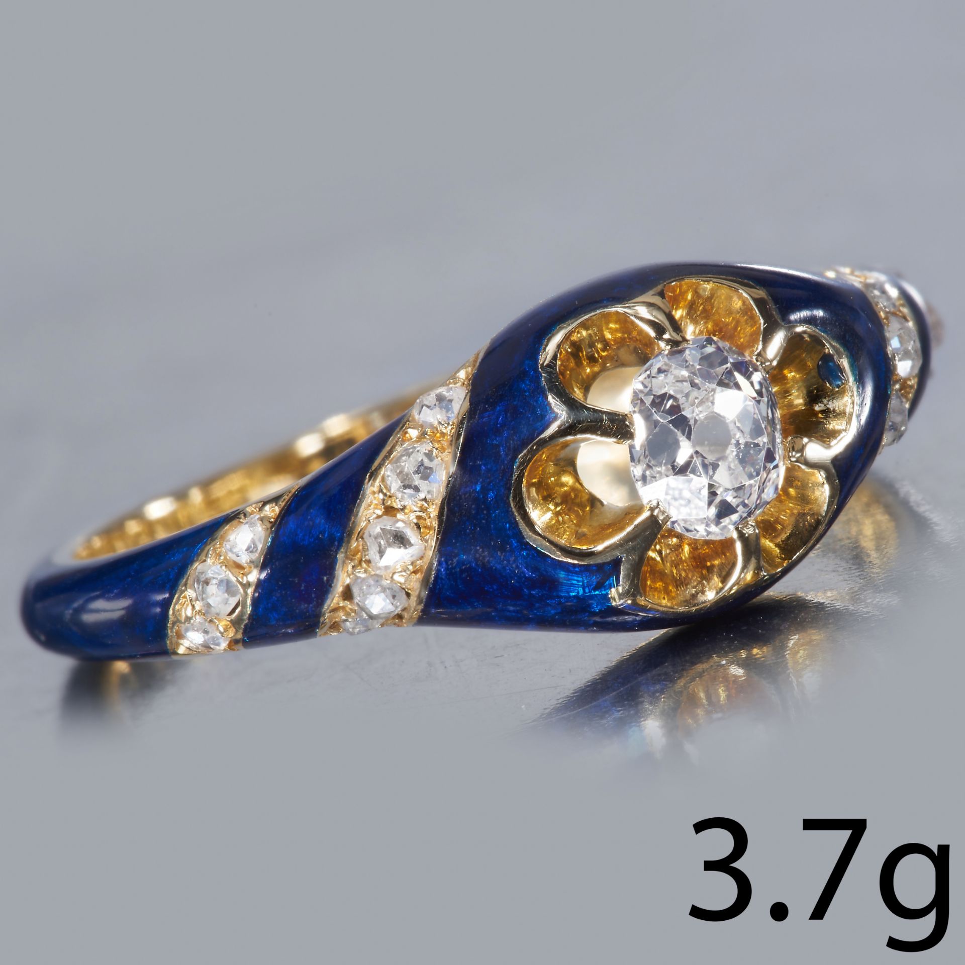 ANTIQUE VICTORIAN ENAMEL AND DIAMOND RING - Image 2 of 2
