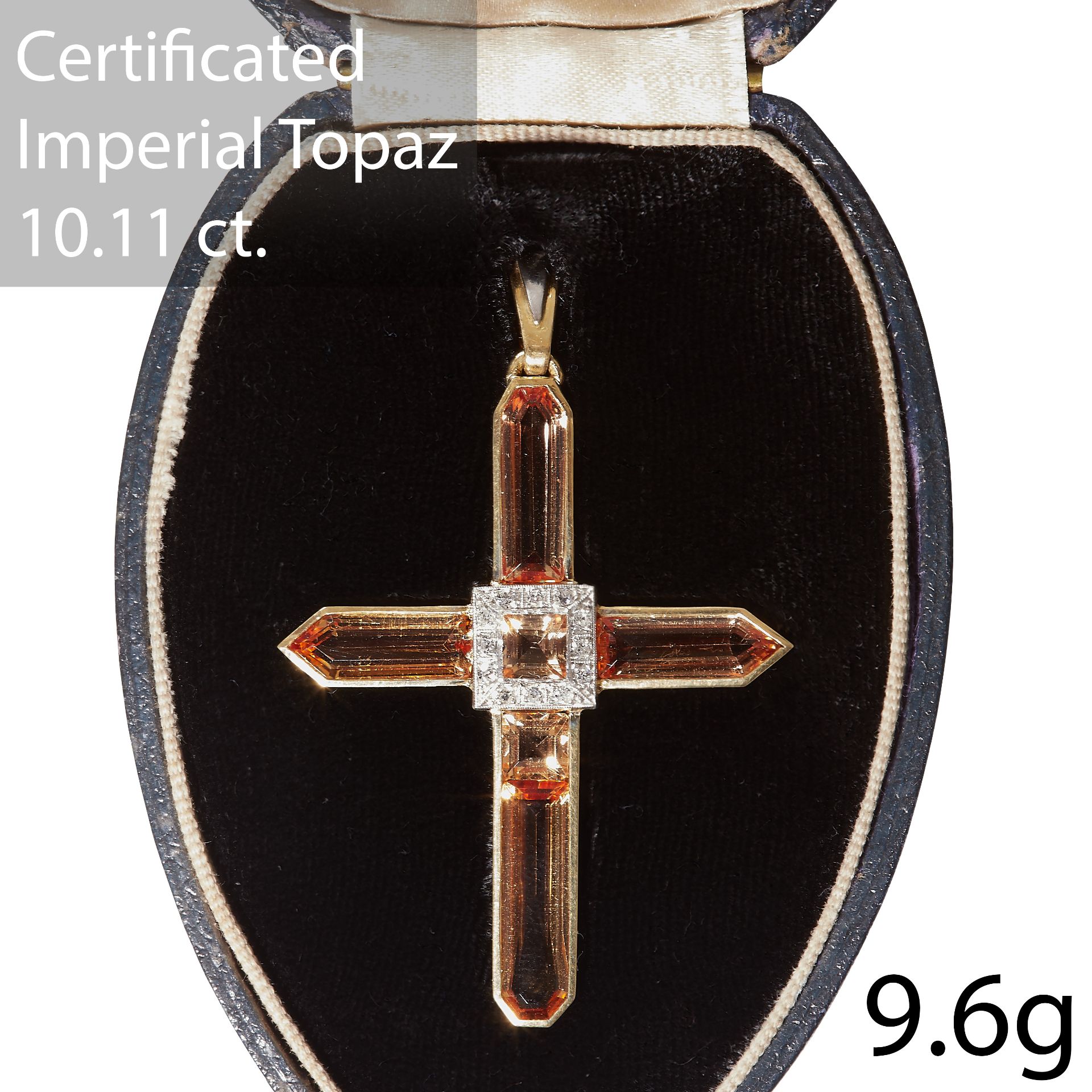 CERTIFICATED IMPERIAL TOPAZ AND DIAMOND PENDANT