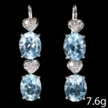 PAIR OF TOPAZ AND DIAMOND EARRINGS