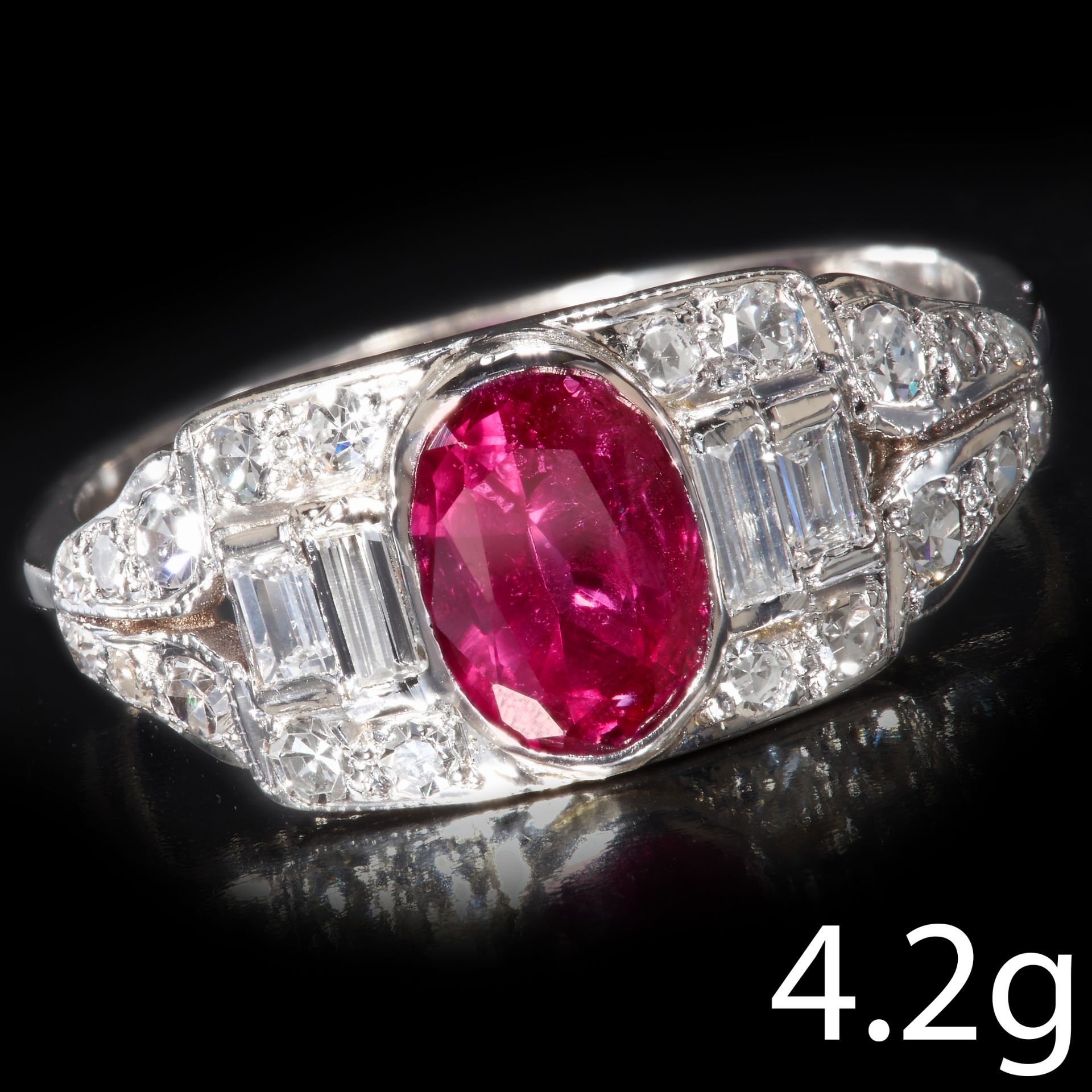 ART-DECO RUBY AND DIAMOND RING