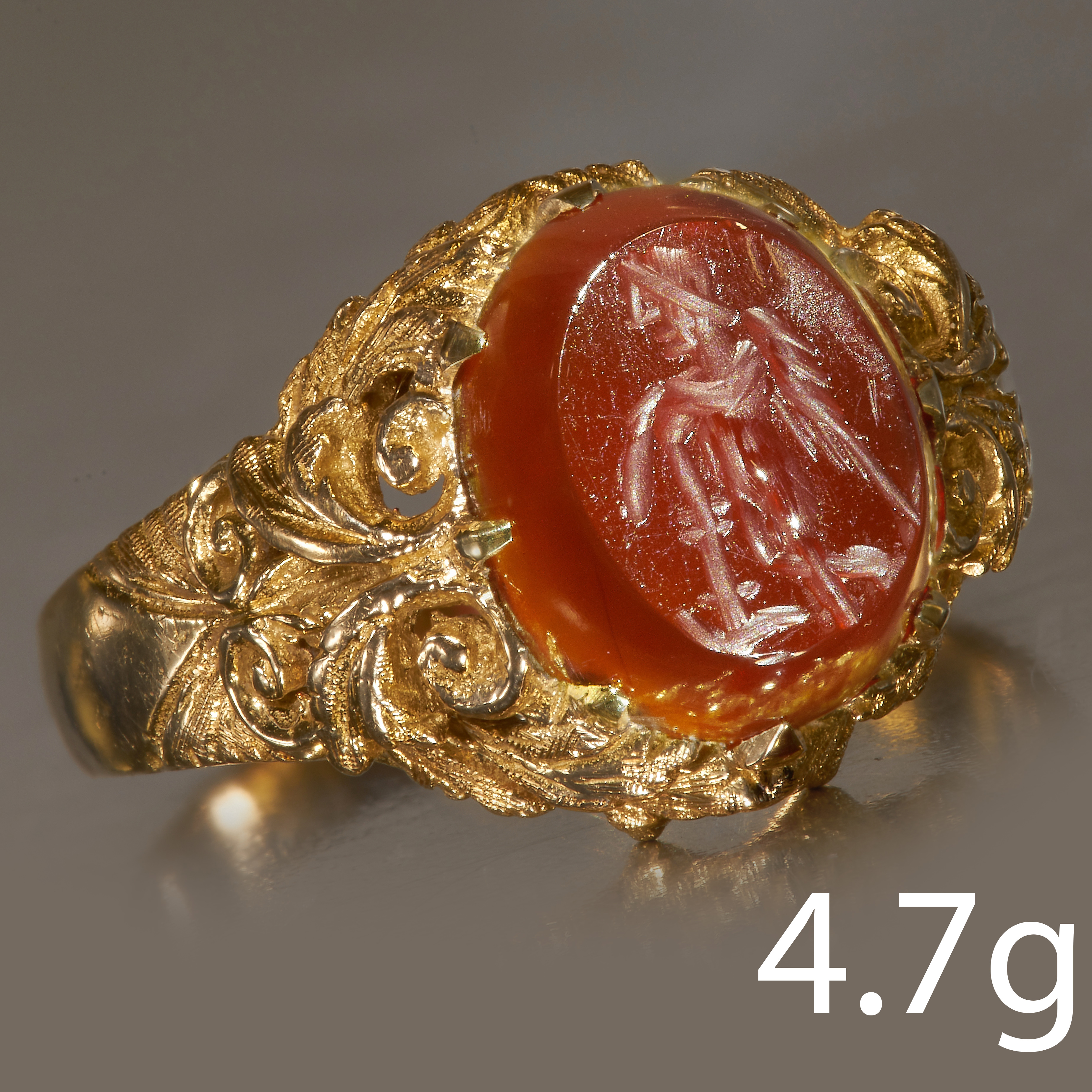 ANTIQUE CARVED INTAGLIO SEAL RING