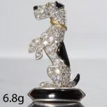 SWEET AND FINE ART-DECO DIAMOND, ONYX AND ENAMEL DOG BROOCH