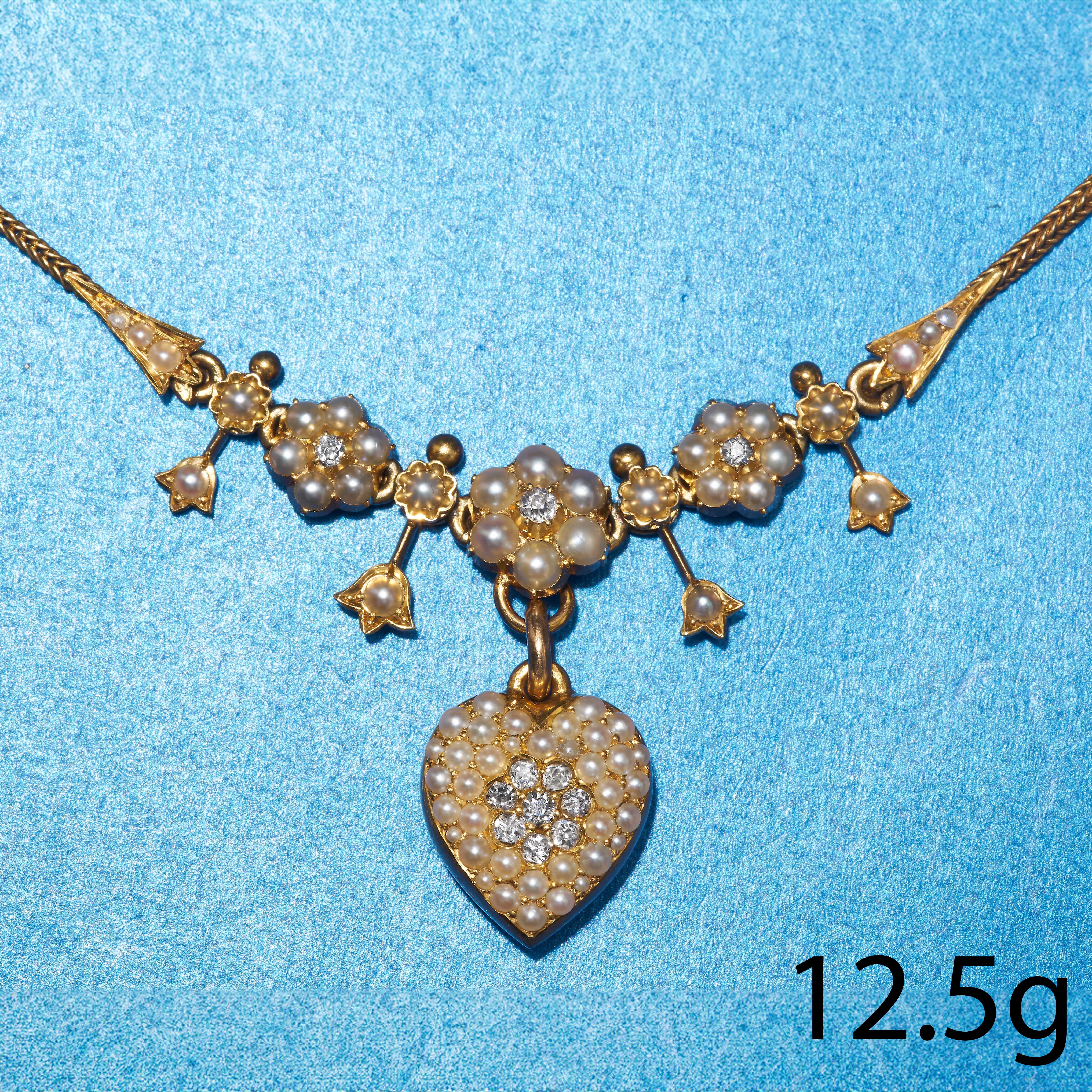 VICTORIAN PEARL AND DIAMOND GOLD NECKLACE NECKLACE