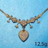 VICTORIAN PEARL AND DIAMOND GOLD NECKLACE NECKLACE