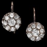 PAIR OF ANTIQUE DIAMOND CLUSTER EARRINGS