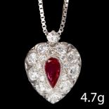 RUBY AND DIAMOND HEART PENDANT