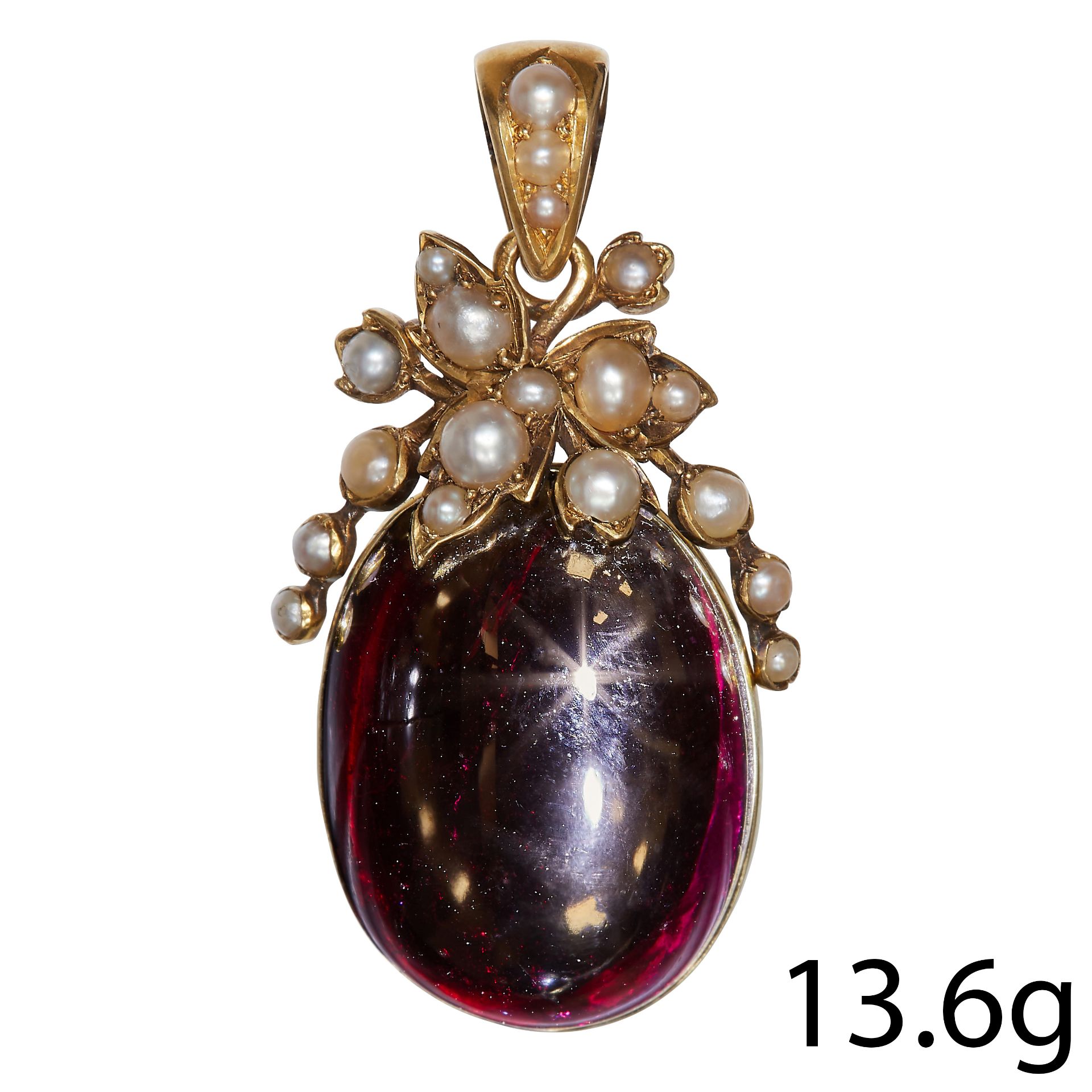 ANTIQUE GOLD GARNET AND PEARL PENDANT