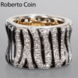 ROBERTO COIN, 'ZEBRA' ENAMEL AND DIAMOND RING