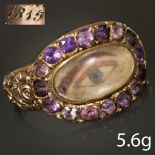 UNUSUAL GEORGIAN AMETHYST LOVER EYE MINIATURE RING