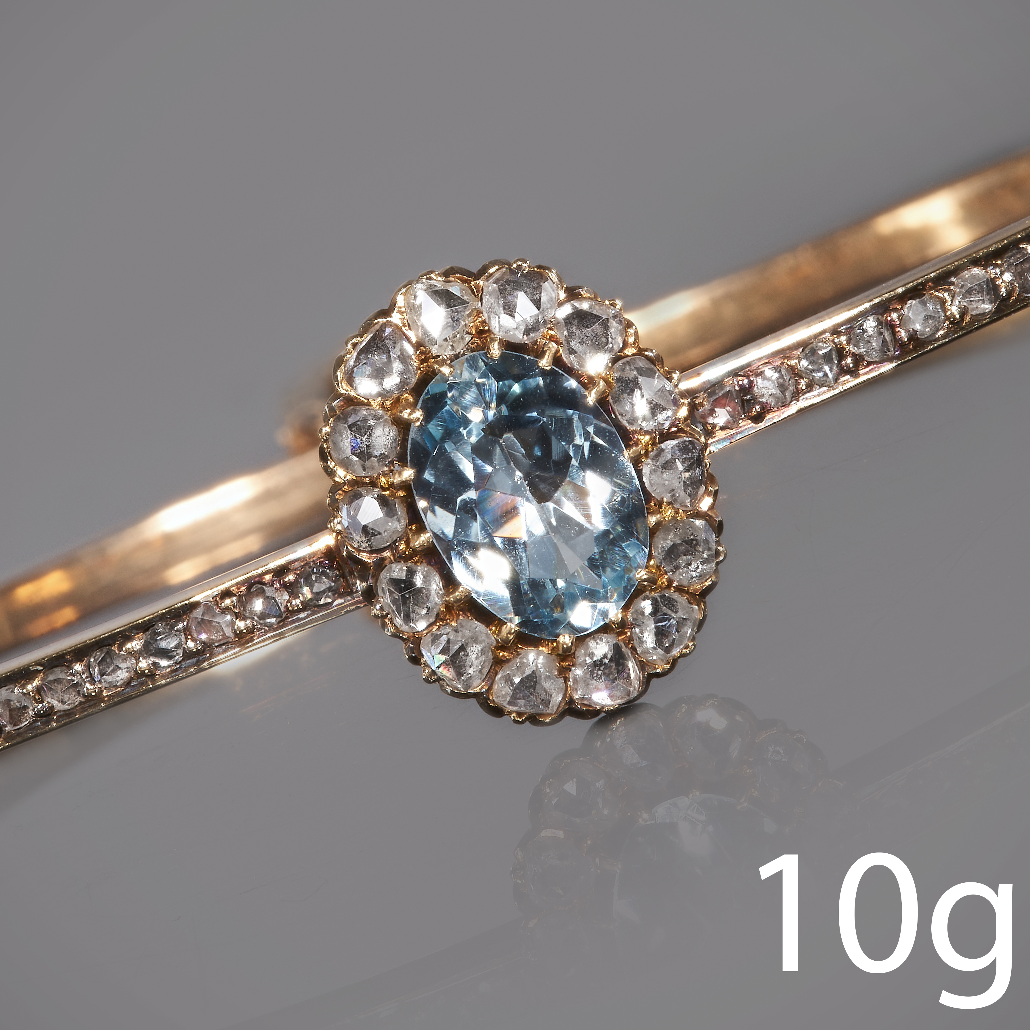 AQUAMARINE AND DIAMOND HINGED BANGLE