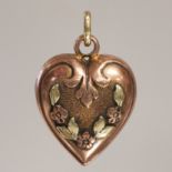 UNUSUAL VICTORIAN 2 COLOUR GOLD HEART PENDANT