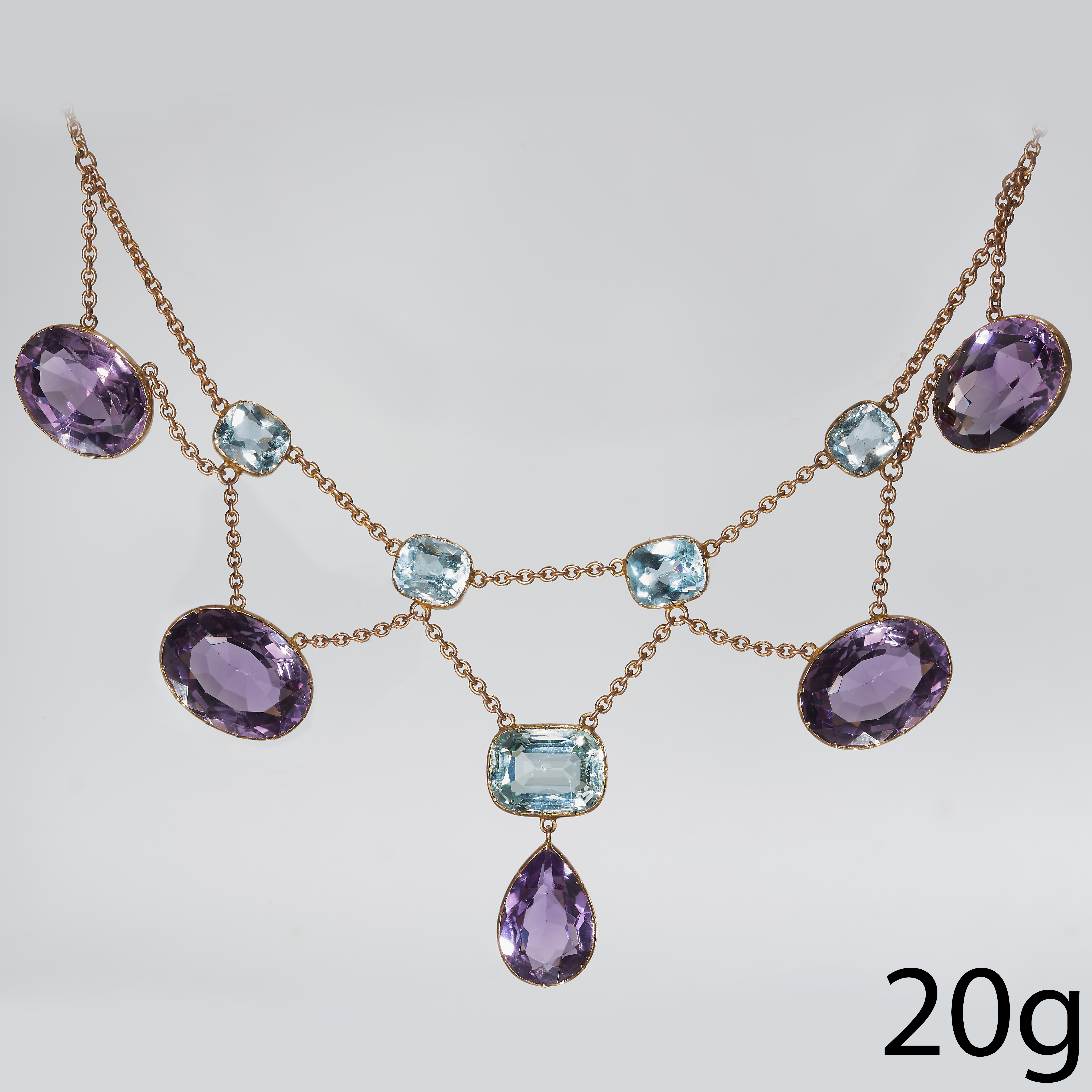 VICTORIAN AQUAMARINE AND AMETHYST NECKLACE