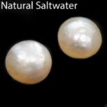 PAIR OF NATURAL SALTWATER PEARL STUD EARRINGS