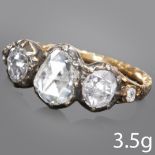 ANTIQUE DIAMOND 3-STONE RING,
