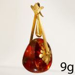 FINE ANTIQUE AMBER DROP PENDANT