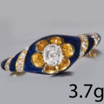 ANTIQUE VICTORIAN ENAMEL AND DIAMOND RING