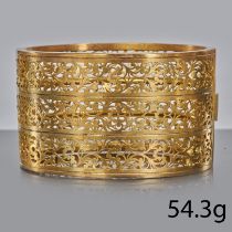 ANTIQUE WIDE CUFF HINGED BANGLE,