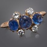 CABOCHON SAPPHIRE AND DIAMOND RING