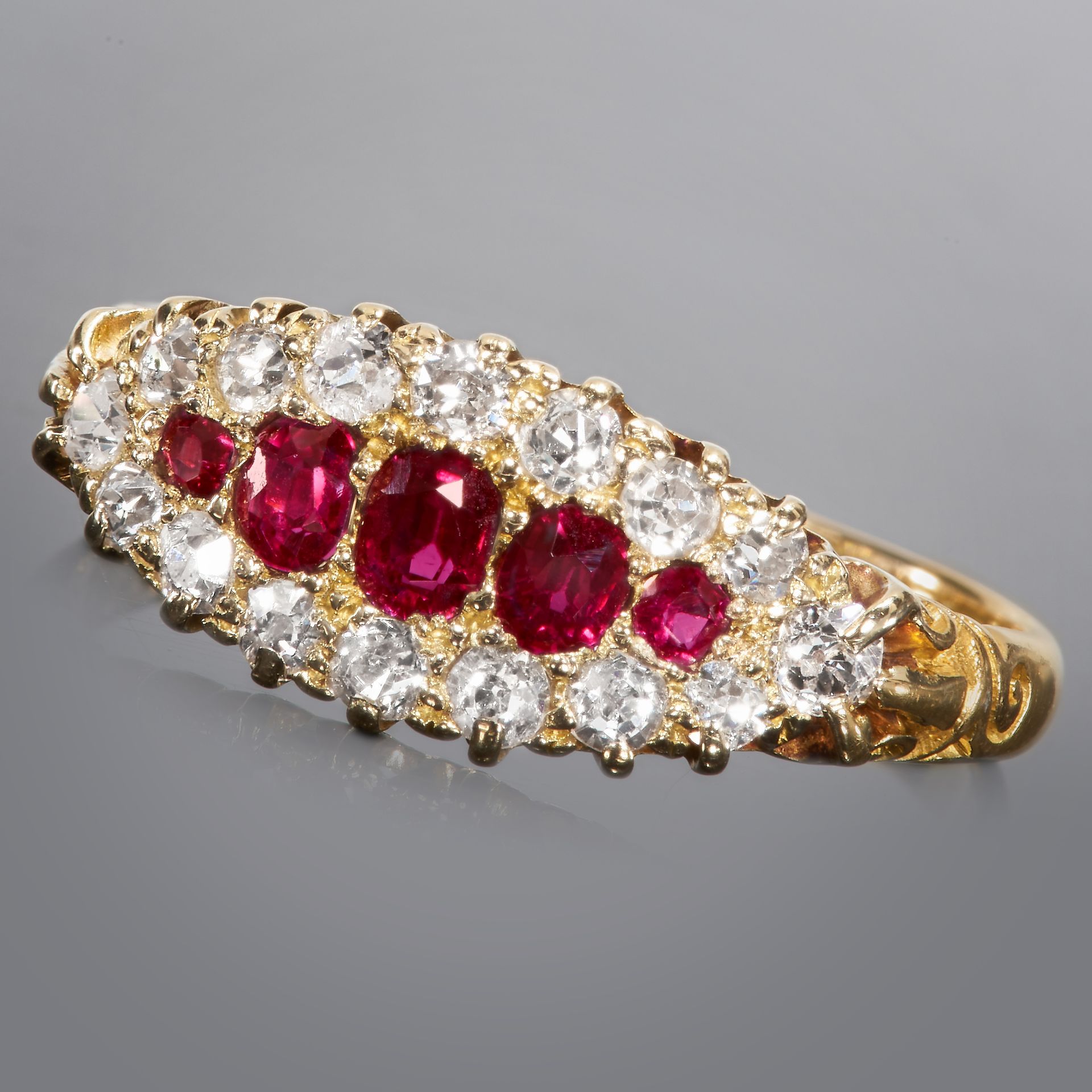 RUBY AND DIAMOND CLUSTER RING