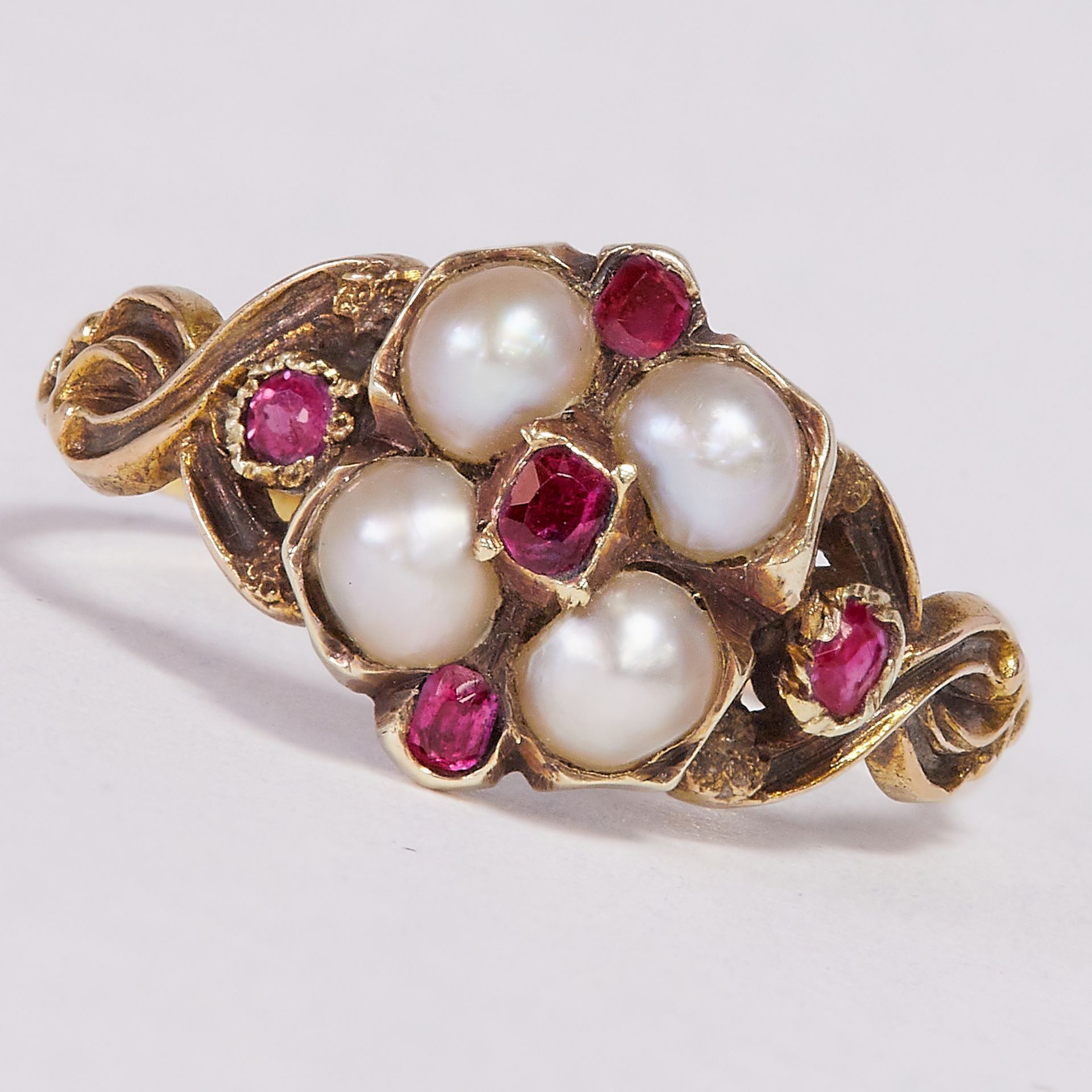 VICTORIAN RUBY AND PEARL RING