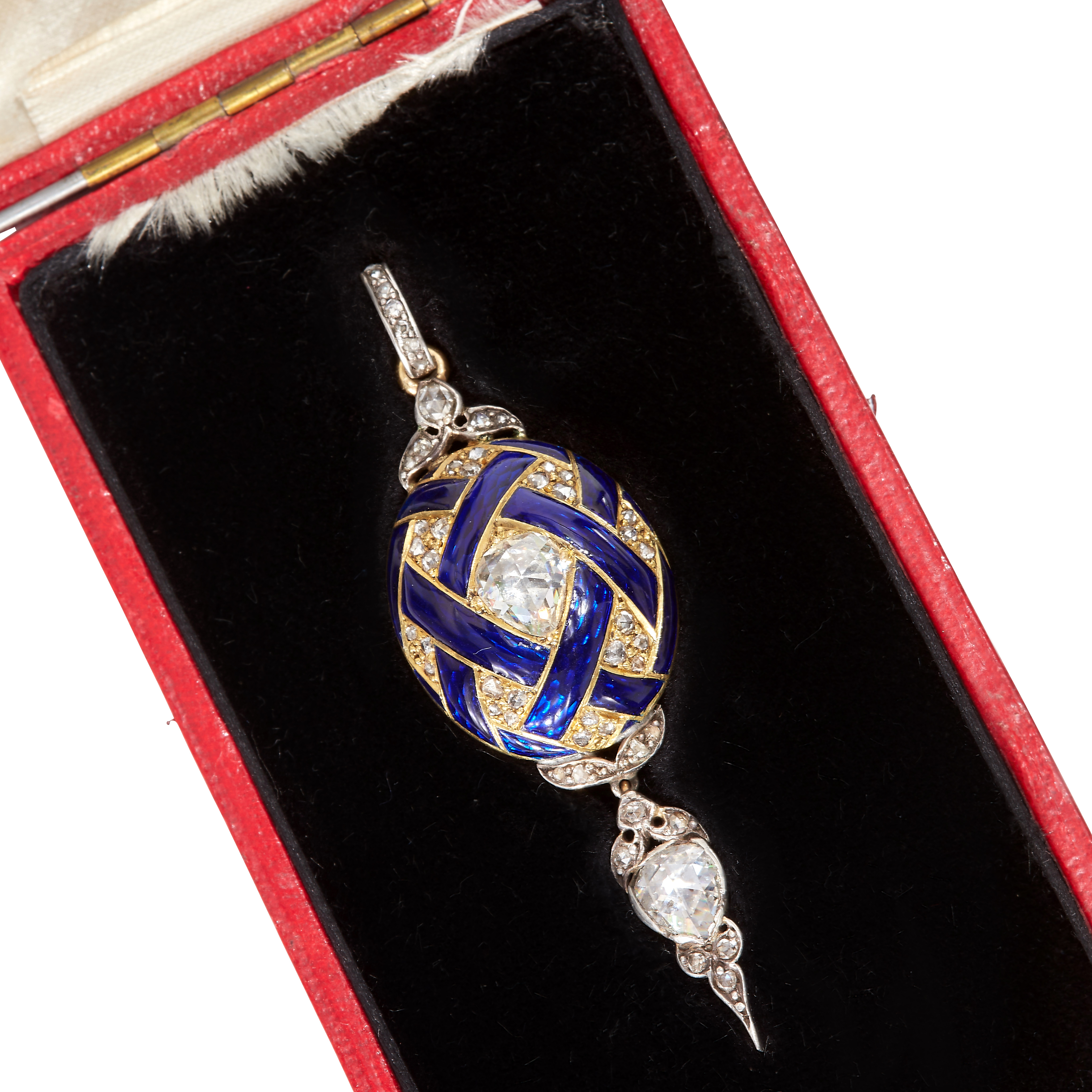 ANTIQUE VICTORIAN HOLBEINESQUE DIAMOND AND ENAMEL PENDANT, - Image 2 of 2