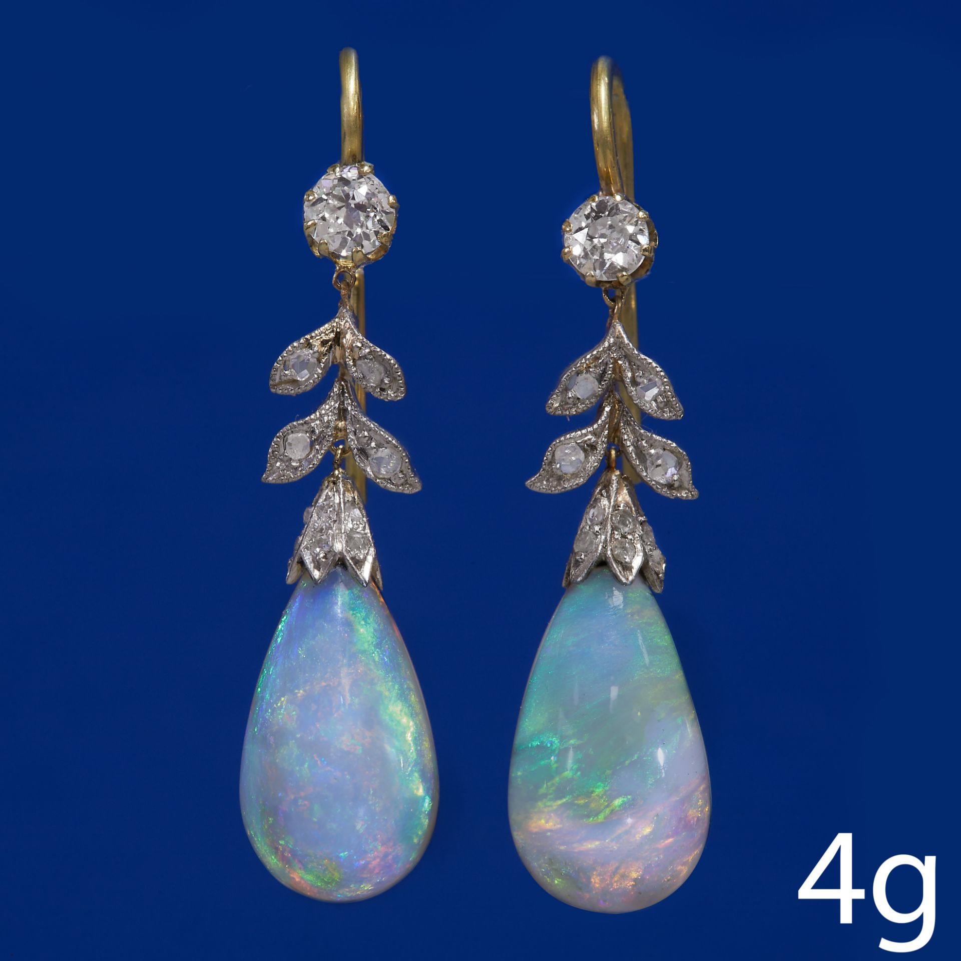 VICTORIAN OPAL AND DIAMOND EARRINGS