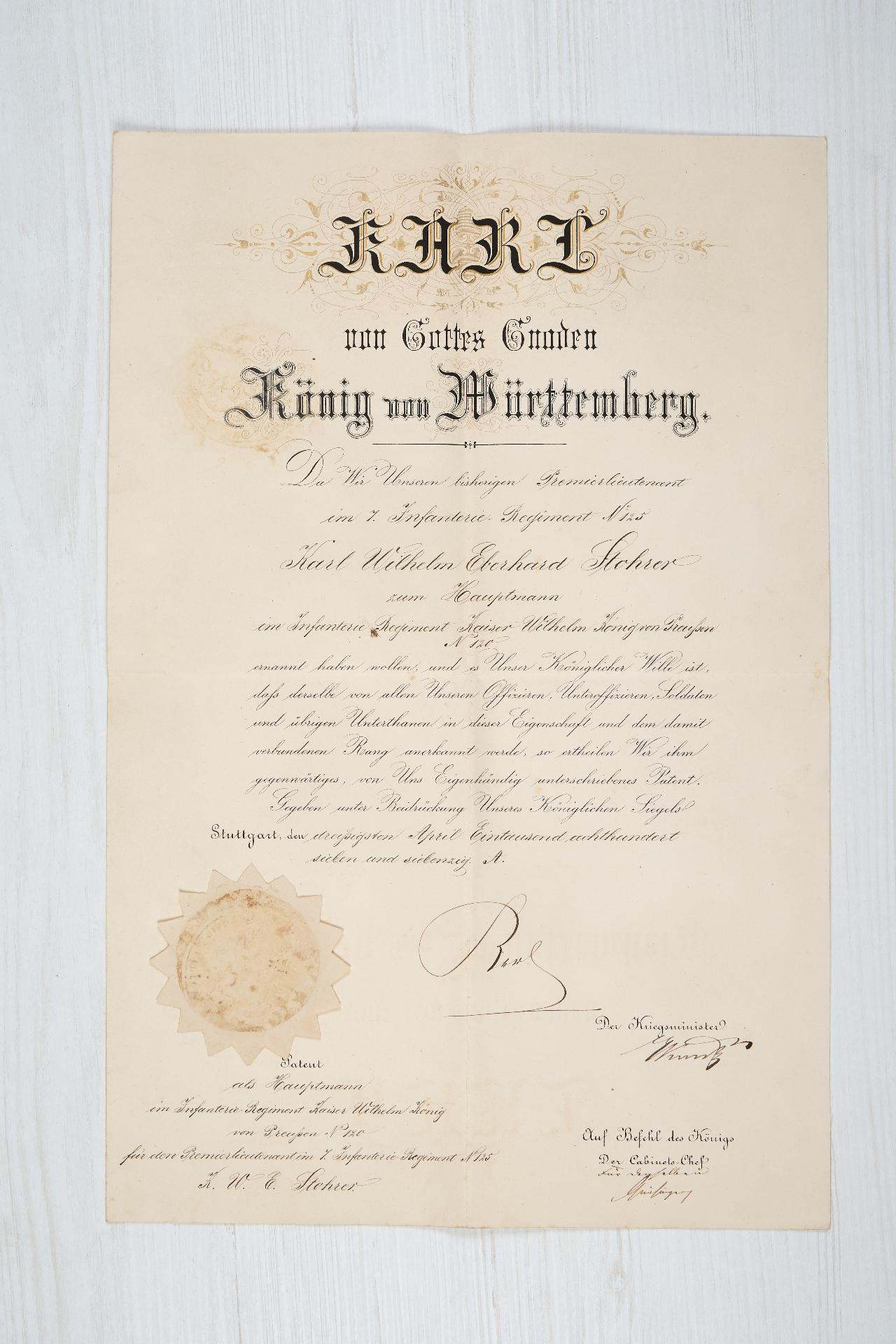 Württemberg : Dokumentennachlass des Generals der Infanterie Karl v. Stohrer - Bild 6 aus 8