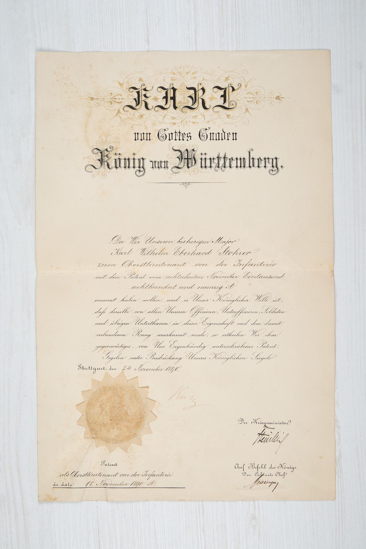 Württemberg : Dokumentennachlass des Generals der Infanterie Karl v. Stohrer - Bild 4 aus 8