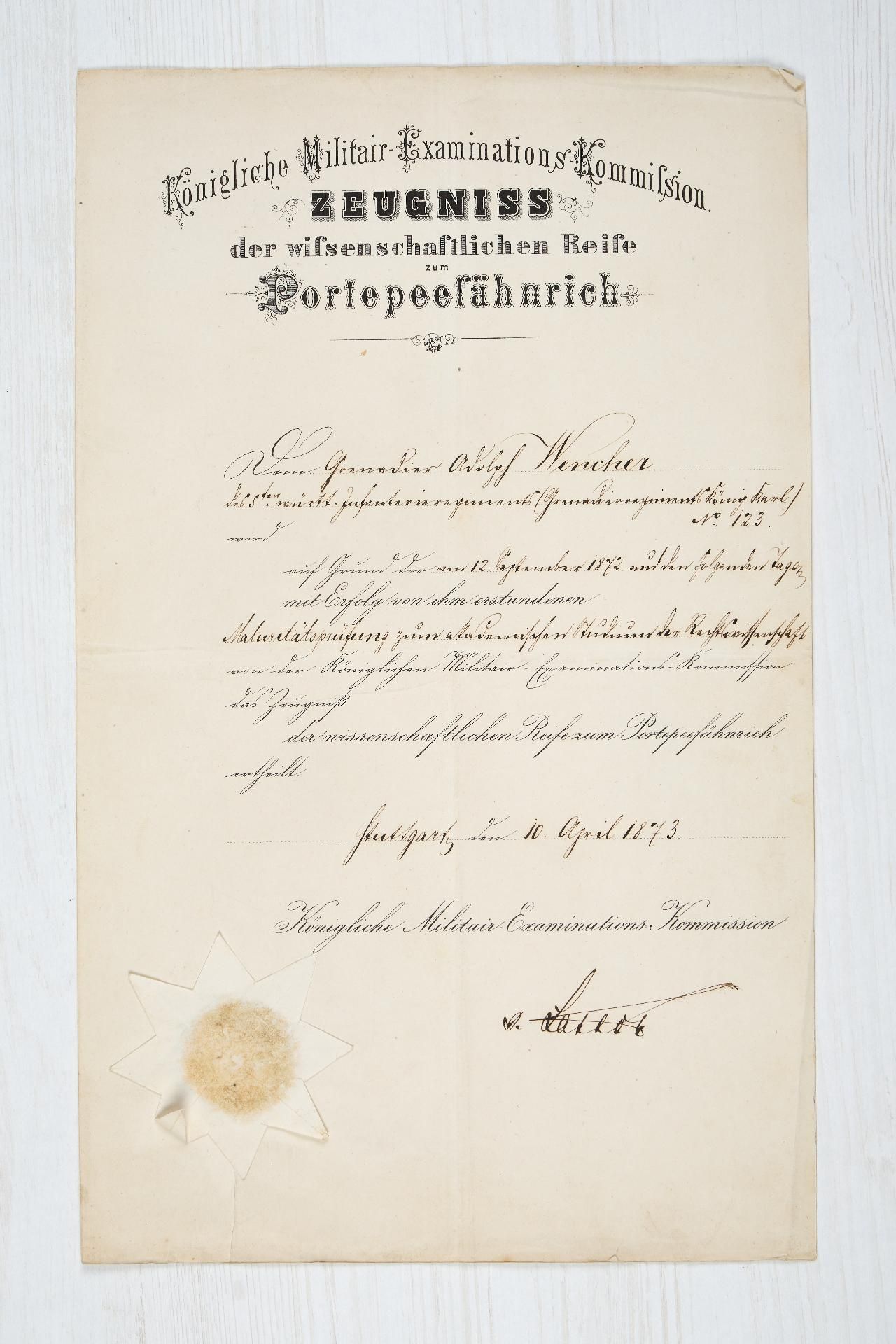 Württemberg : Auszeichnungs- und Dokumentennachlass des Generalleutnants z.D. Konrad Adolf v. We... - Bild 16 aus 24